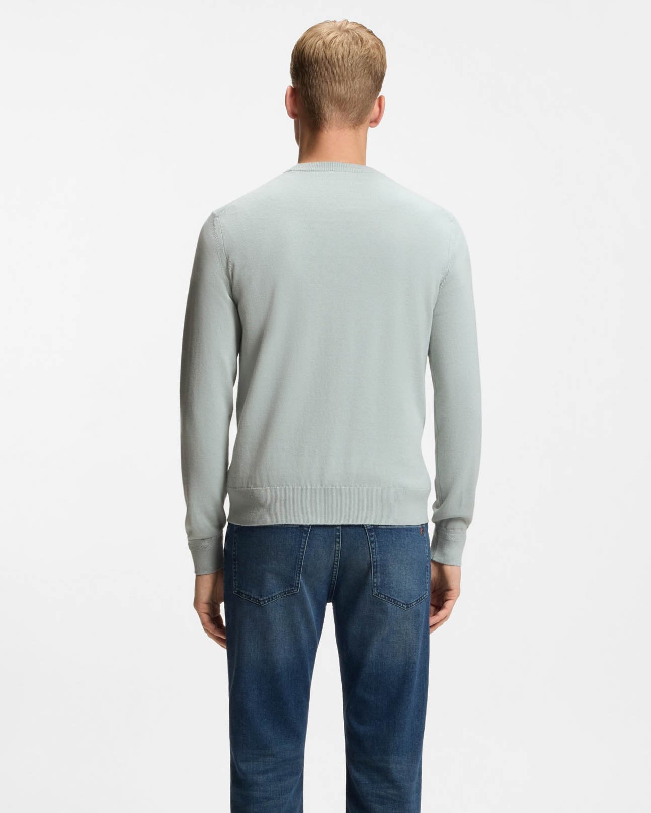 BOSS Orange Kanovano Mens Crew Neck Jumper - Silver 043 | CHO | Designer Mens Jumpers
