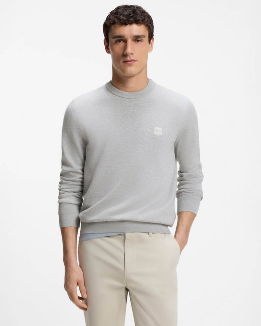 BOSS Orange Kanovano Mens Crew Neck Jumper - Open Grey 086 | CHO | Designer Mens Jumpers