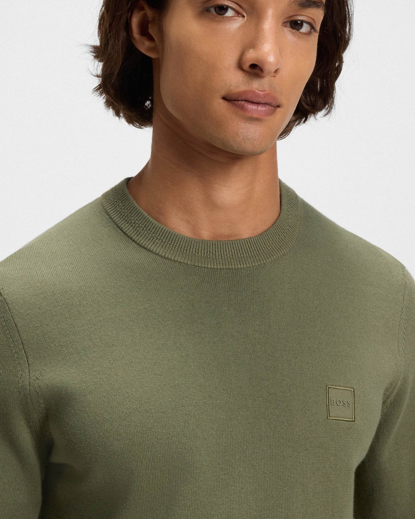 BOSS Orange Kanovano Mens Crew Neck Jumper - Open Green 342
