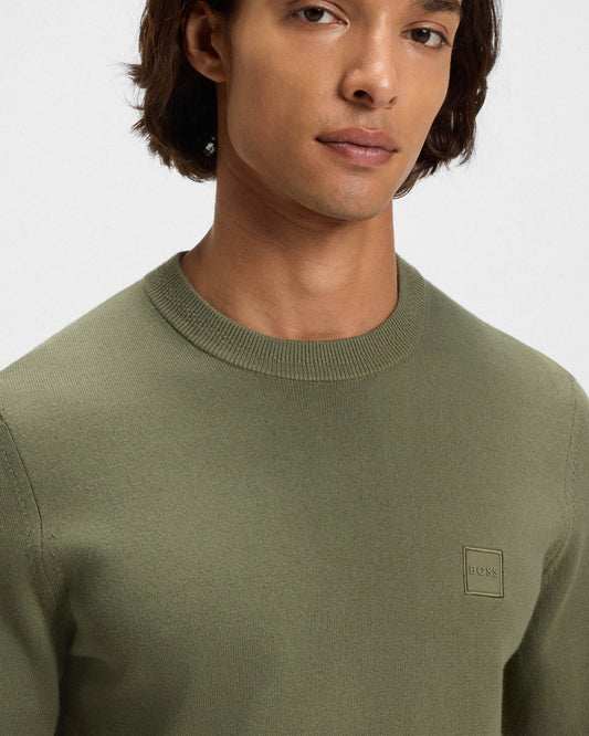 BOSS Orange Kanovano Mens Crew Neck Jumper - Open Green 342