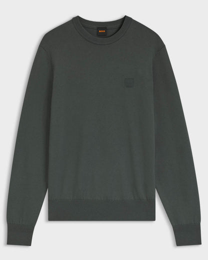 BOSS Orange Kanovano Mens Crew Neck Jumper - Open Green 377 | CHO | Designer Mens Jumpers