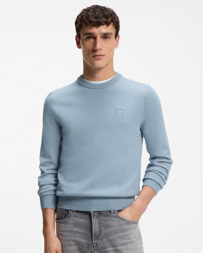 BOSS Orange Kanovano Mens Crew Neck Jumper - Light/Pastel Blue 458 | CHO | Designer Mens Jumpers - Light/Pastel Blue 458 - M - 4063549743513