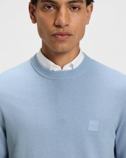 BOSS Orange Kanovano Mens Crew Neck Jumper - Open Blue 470