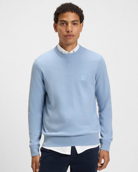 BOSS Orange Kanovano Mens Crew Neck Jumper - Open Blue 470