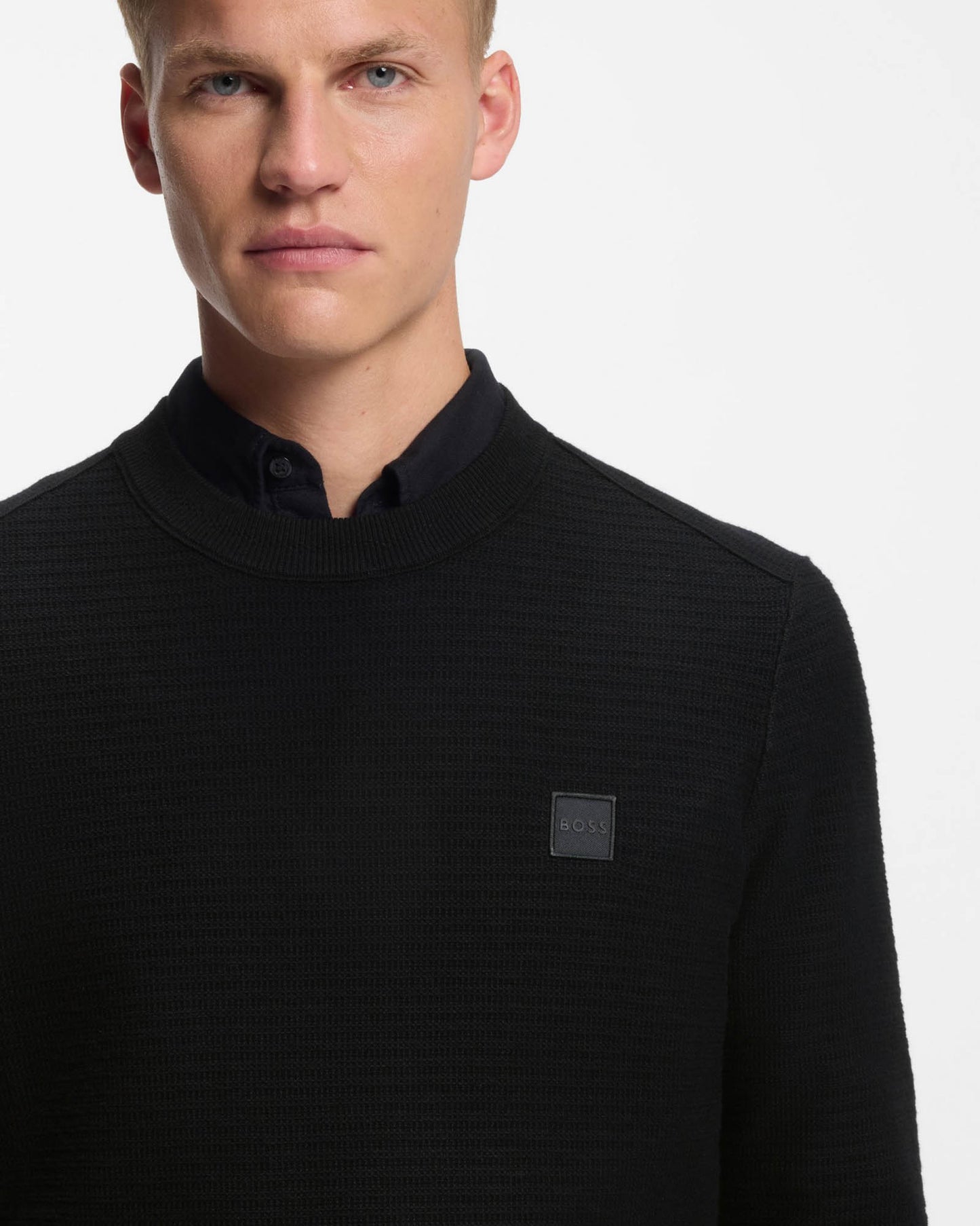 BOSS Orange Anion S Mens Crew Neck Jumper - Black 001 - CHO - Designer Mens Jumpers