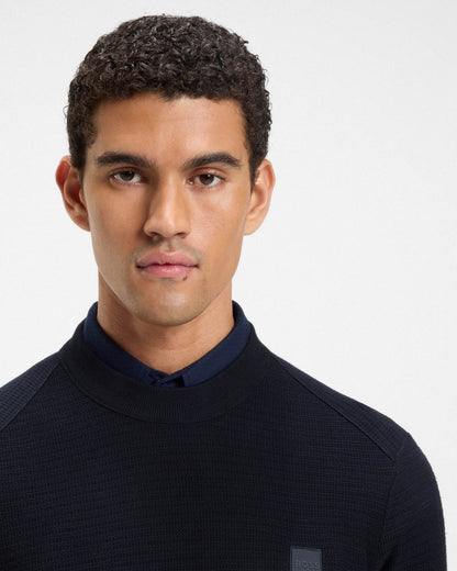 BOSS Orange Anion S Mens Crew Neck Jumper - Dark Blue 404
