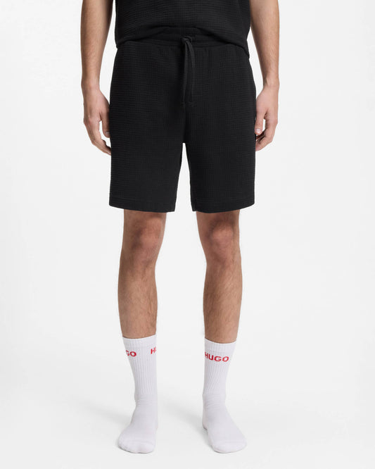 HUGO Austin Mens HUGO Austin Mens HUGO Austin Mens Waffle - Structured Pyjama Shorts with Embroidered Logo | CHO | Designer Mens Pyjamas