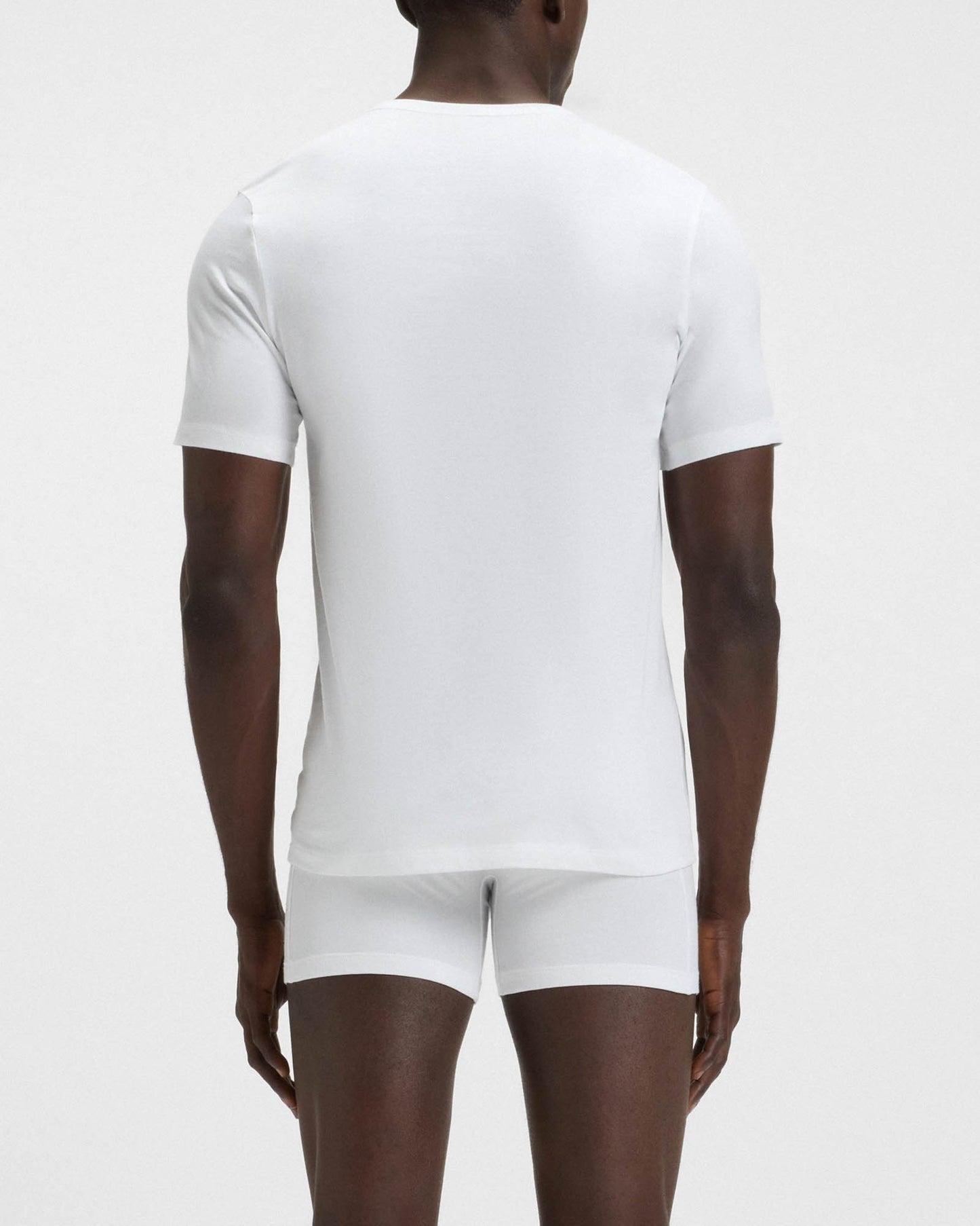 BOSS Orange Mens Three-Pack of Cotton Underwear T-Shirts with Logo Embroidery - White/Green 972