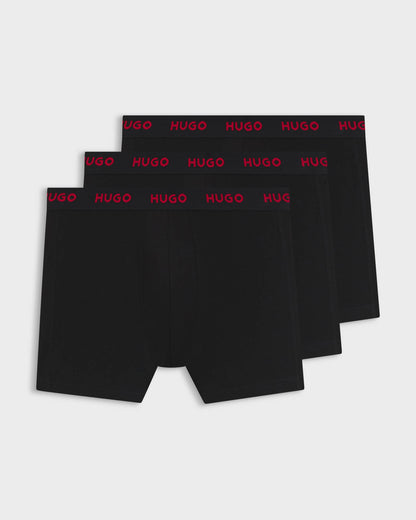 HUGO 3-Pack Mens Boxer Briefs with Logo Waistbands - Black 001