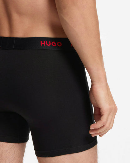 HUGO 3-Pack Mens Boxer Briefs with Logo Waistbands - Black 001