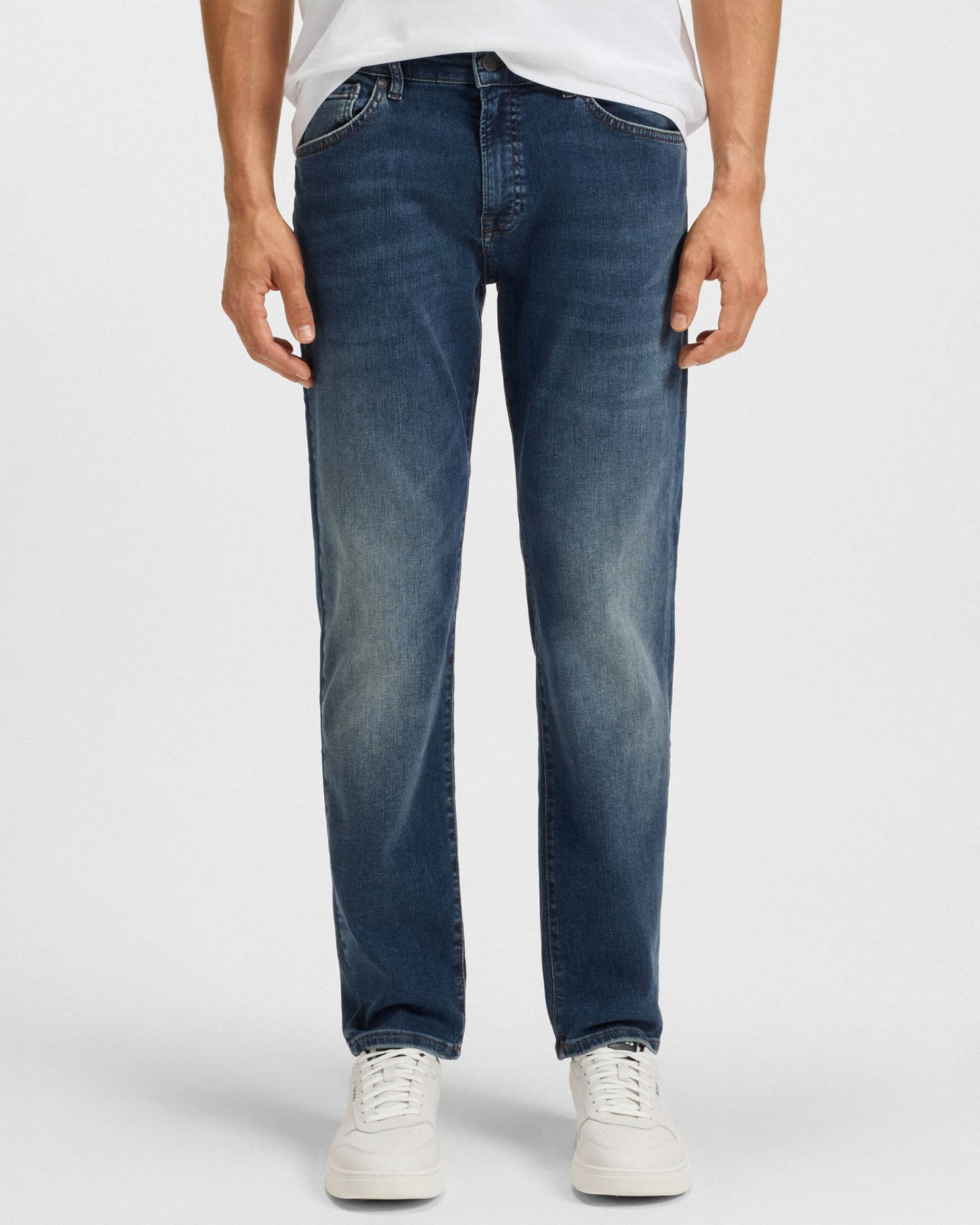 BOSS Orange Re.Maine Mens Regular-Fit Jeans in Super-Stretch Denim - Navy 411