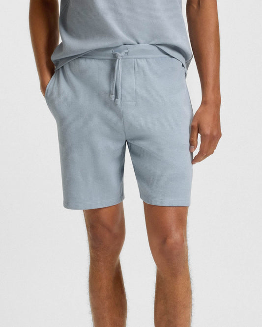 BOSS Orange Waffle Mens Cotton Blend Waffle Structure Pyjama Shorts with Embroidered Logo - Open Blue 483