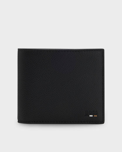 BOSS Orange Ray Mens Faux-Leather Folding Wallet with Signature-Stripe Trim - Black 001 | CHO | Designer Mens Wallets