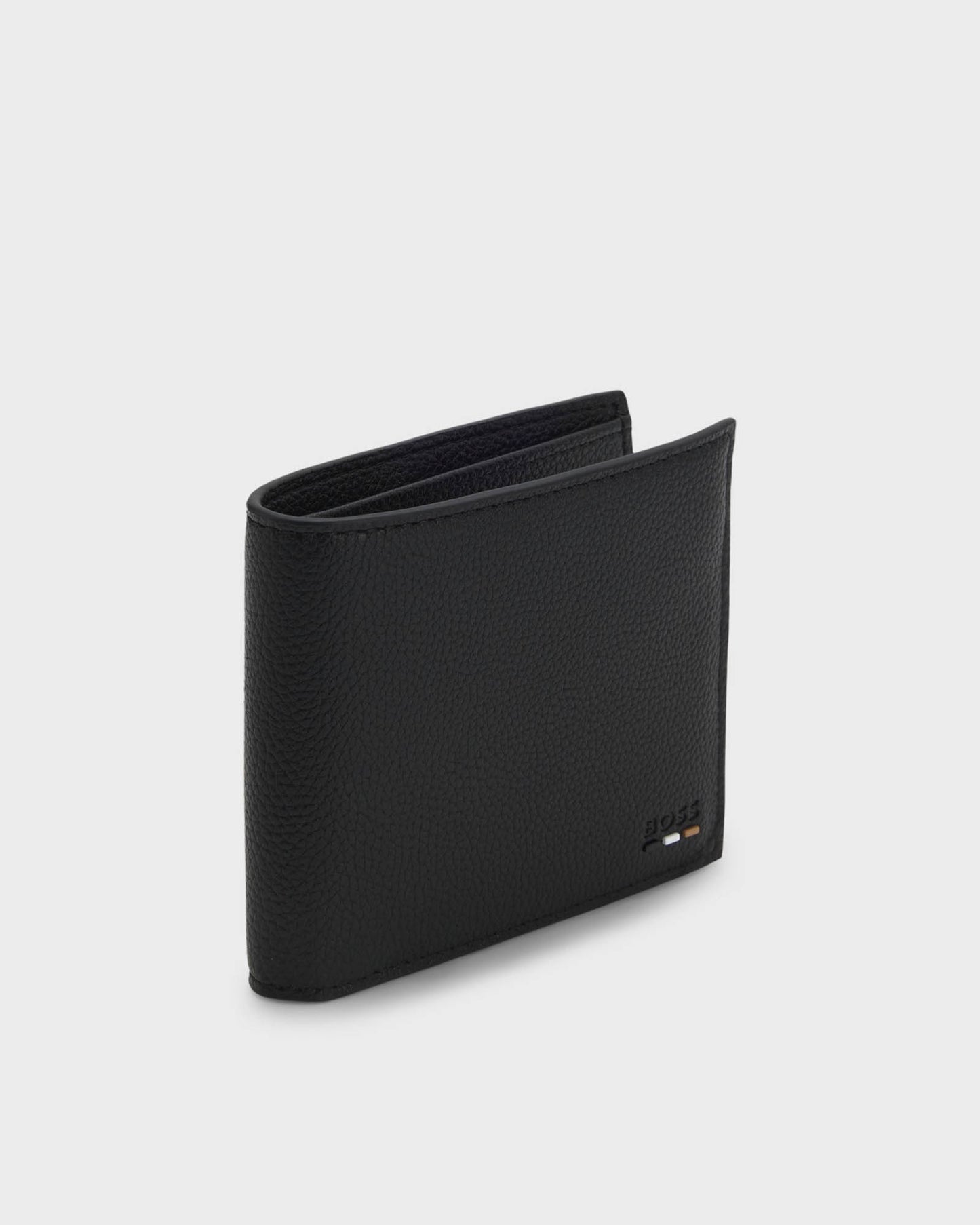 BOSS Orange Ray Mens Faux-Leather Folding Wallet with Signature-Stripe Trim - Black 001 | CHO | Designer Mens Wallets