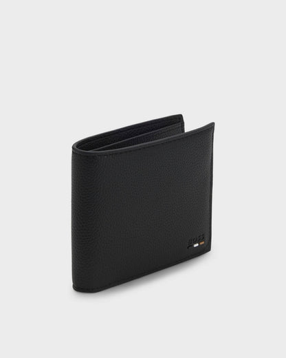BOSS Orange Ray Mens Faux-Leather Folding Wallet with Signature-Stripe Trim - Black 001 | CHO | Designer Mens Wallets