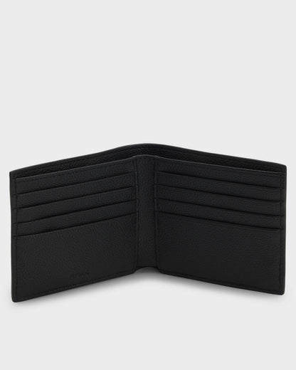 BOSS Orange Ray Mens Faux-Leather Folding Wallet with Signature-Stripe Trim - Black 001 | CHO | Designer Mens Wallets