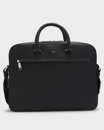 BOSS Orange Ray Mens Document Case in Grained Faux Leather with Signature Trims  - Black 001