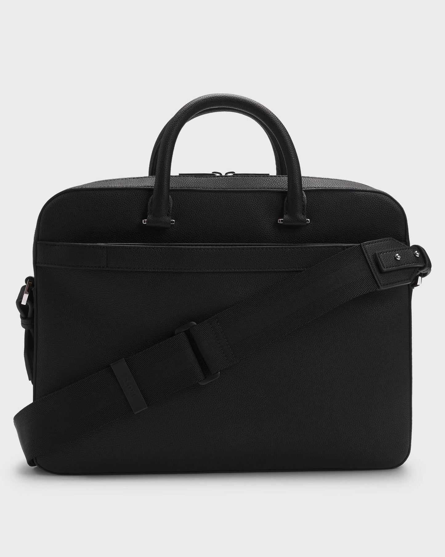 BOSS Orange Ray Mens Document Case in Grained Faux Leather with Signature Trims  - Black 001