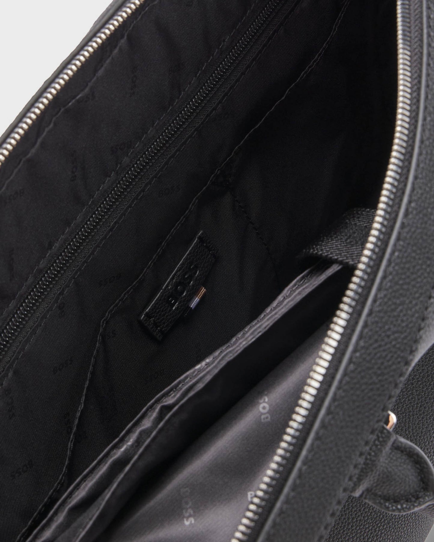 BOSS Orange Ray Mens Document Case in Grained Faux Leather with Signature Trims  - Black 001