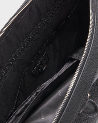 BOSS Orange Ray Mens Document Case in Grained Faux Leather with Signature Trims  - Black 001