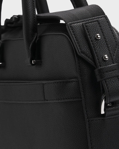 BOSS Orange Ray Mens Document Case in Grained Faux Leather with Signature Trims  - Black 001