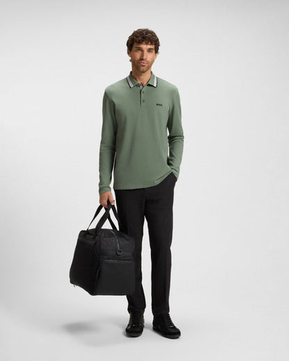 BOSS Green Plisy Mens Long Sleeve Polo Shirt - Open Green 359