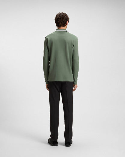 BOSS Green Plisy Mens Long Sleeve Polo Shirt - Open Green 359