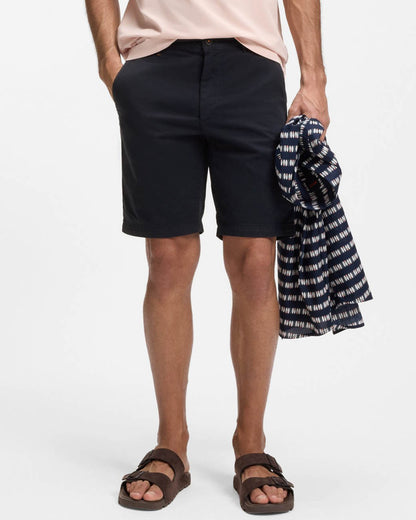 BOSS Orange Mens Slim Fit Chino Shorts in Stretch Cotton Twill - Dark Blue 404