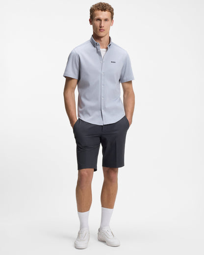 BOSS Green S_Commuter Mens Slim-fit shorts in water-repellent stretch fabric - Dark Blue 402