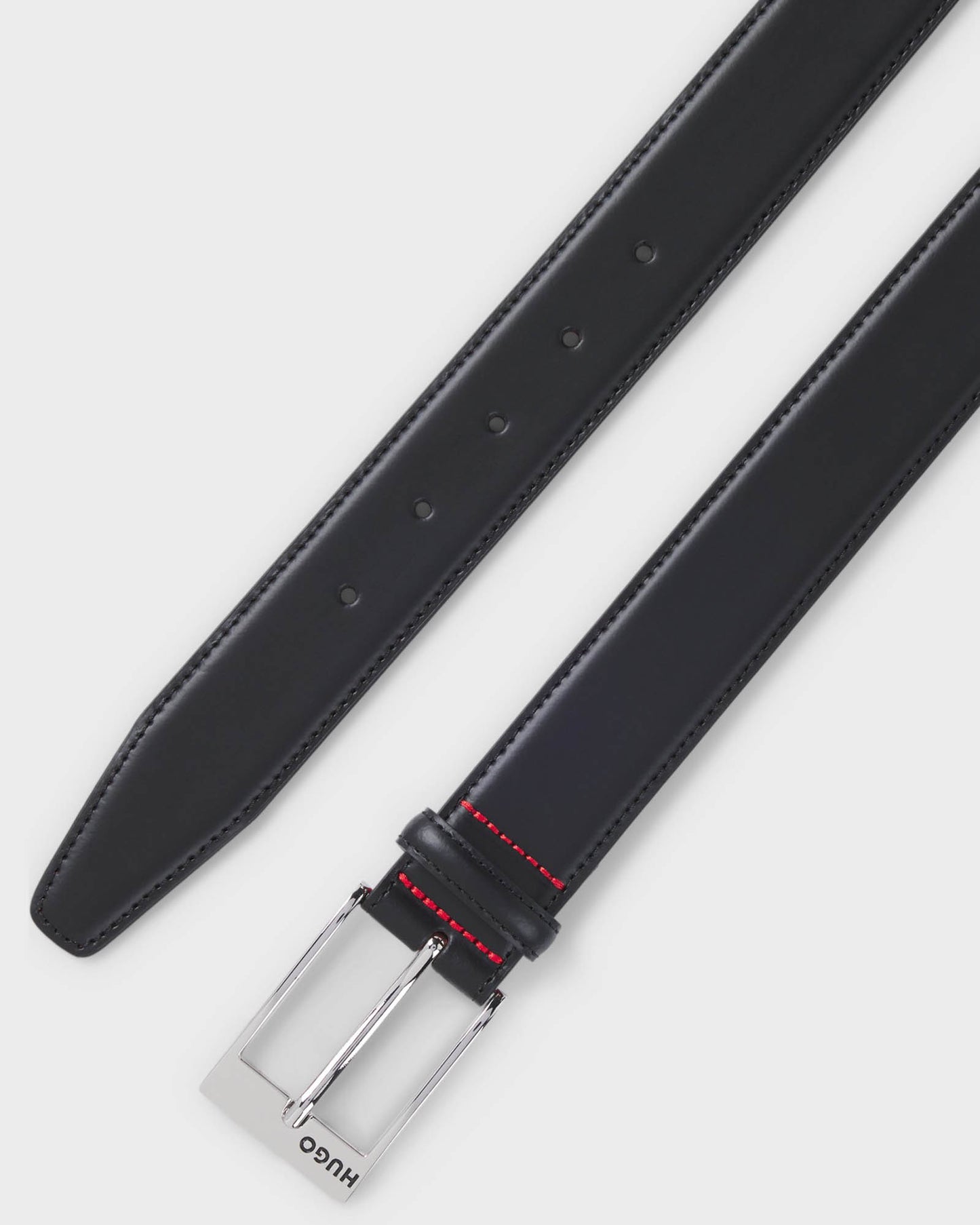 HUGO Barney Mens Patent-Leather Belt with Red Lining  - Black 001