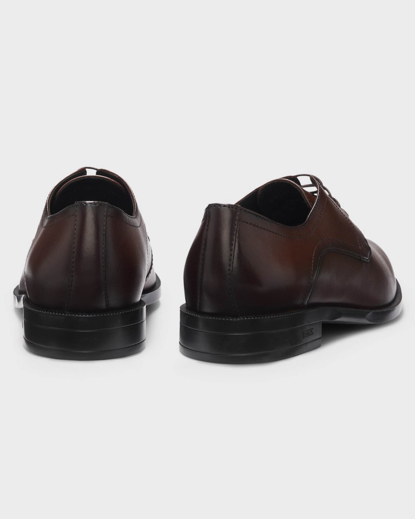 Pair of BOSS Orange Tayil Mens Derby Shoes in Dark Brown 205 - Back