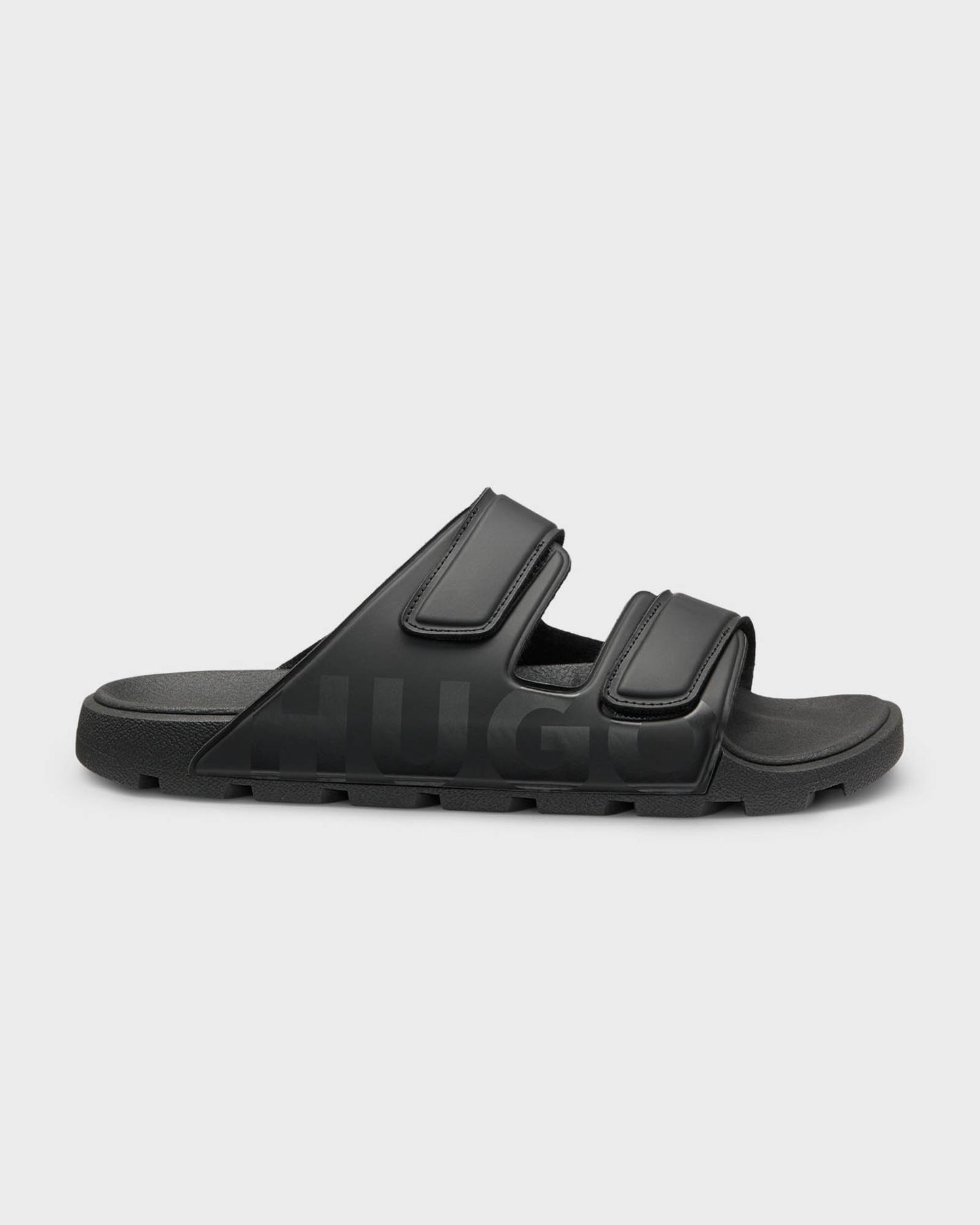 HUGO Evander Mens Logo Sandals with Double Touch-Closure Straps - Black 002