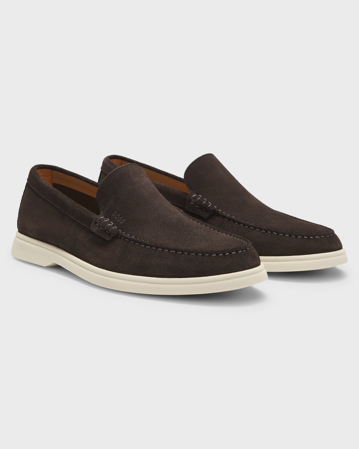 BOSS Orange Sienna Mens Suede Loafers - Dark Brown 202 pair, side