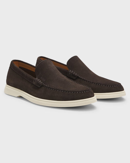BOSS Orange Sienna Mens Suede Loafers - Dark Brown 202 pair, side