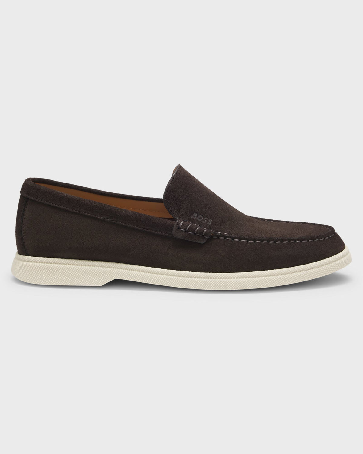 BOSS Orange Sienna Mens Suede Loafers - Dark Brown 202 side