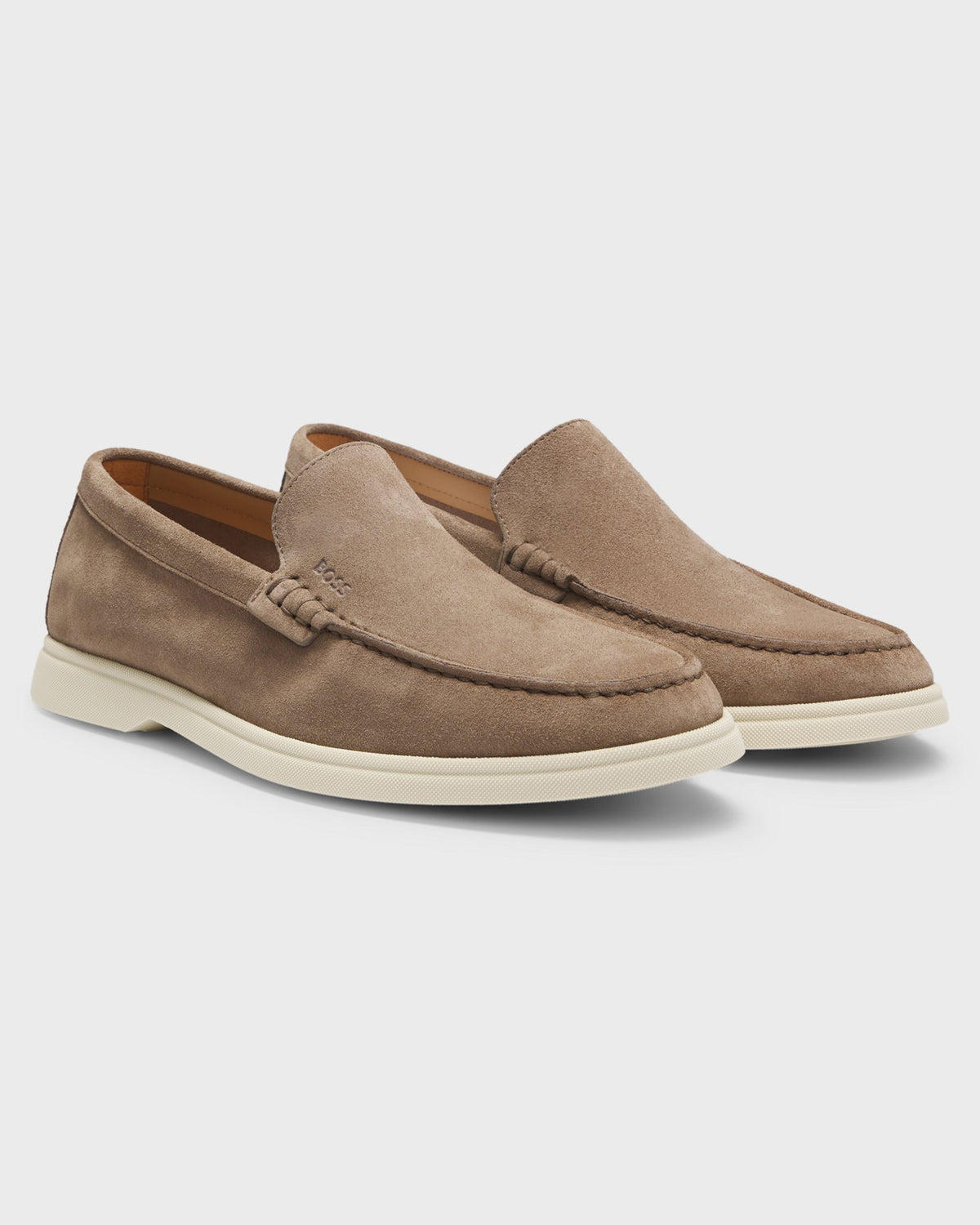 BOSS Orange Sienna Mens Suede Loafers - Medium Beige 262 pair, side