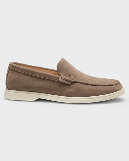 BOSS Orange Sienna Mens Suede Loafers - Medium Beige 262 side