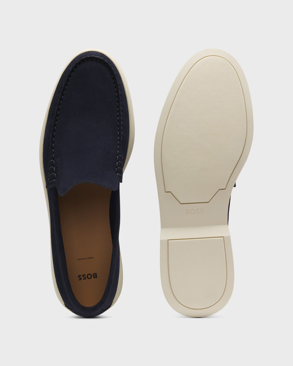 BOSS Orange Sienna Mens Suede Loafers - Dark Blue 402 | CHO | Designer Mens Shoes