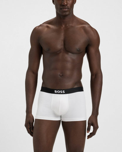 BOSS Orange 3-Pack Mens Stretch-Cotton Trunks with Logo Waistbands - White 100