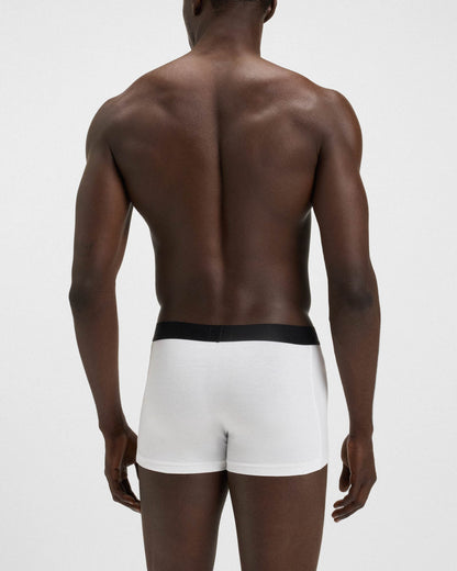 BOSS Orange 3-Pack Mens Stretch-Cotton Trunks with Logo Waistbands - White/Grey/Black 999