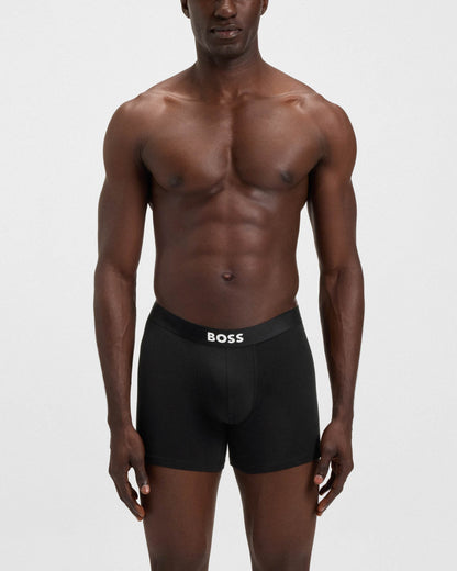 BOSS Orange 3-Pack Mens Stretch Cotton Boxer Briefs - Black 001