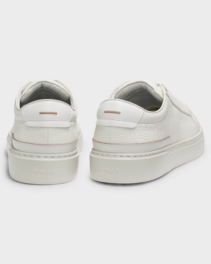 BOSS Orange Gary Mens Trainers in Grained Leather - Open White 112