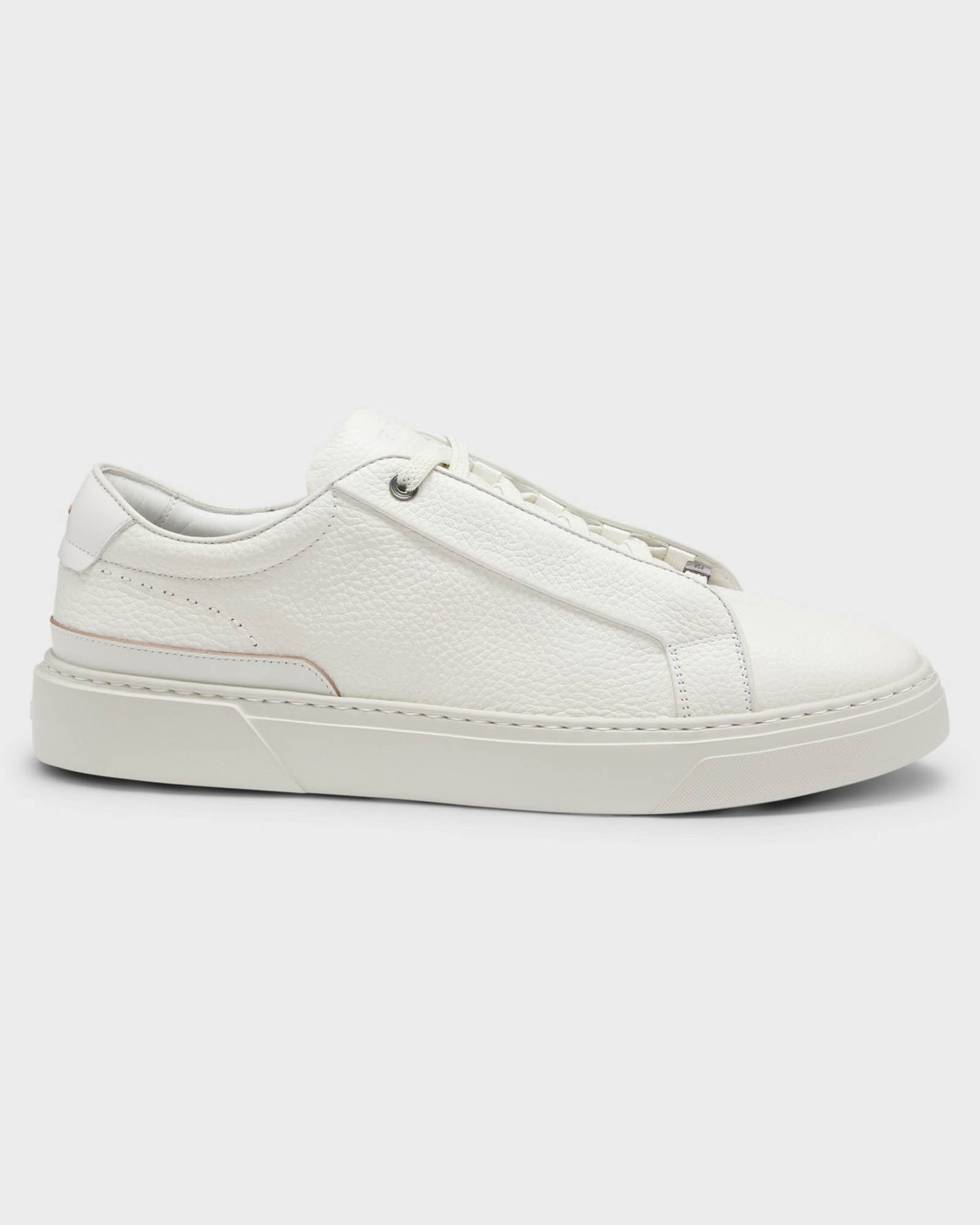 BOSS Orange Gary Mens Trainers in Grained Leather - Open White 112