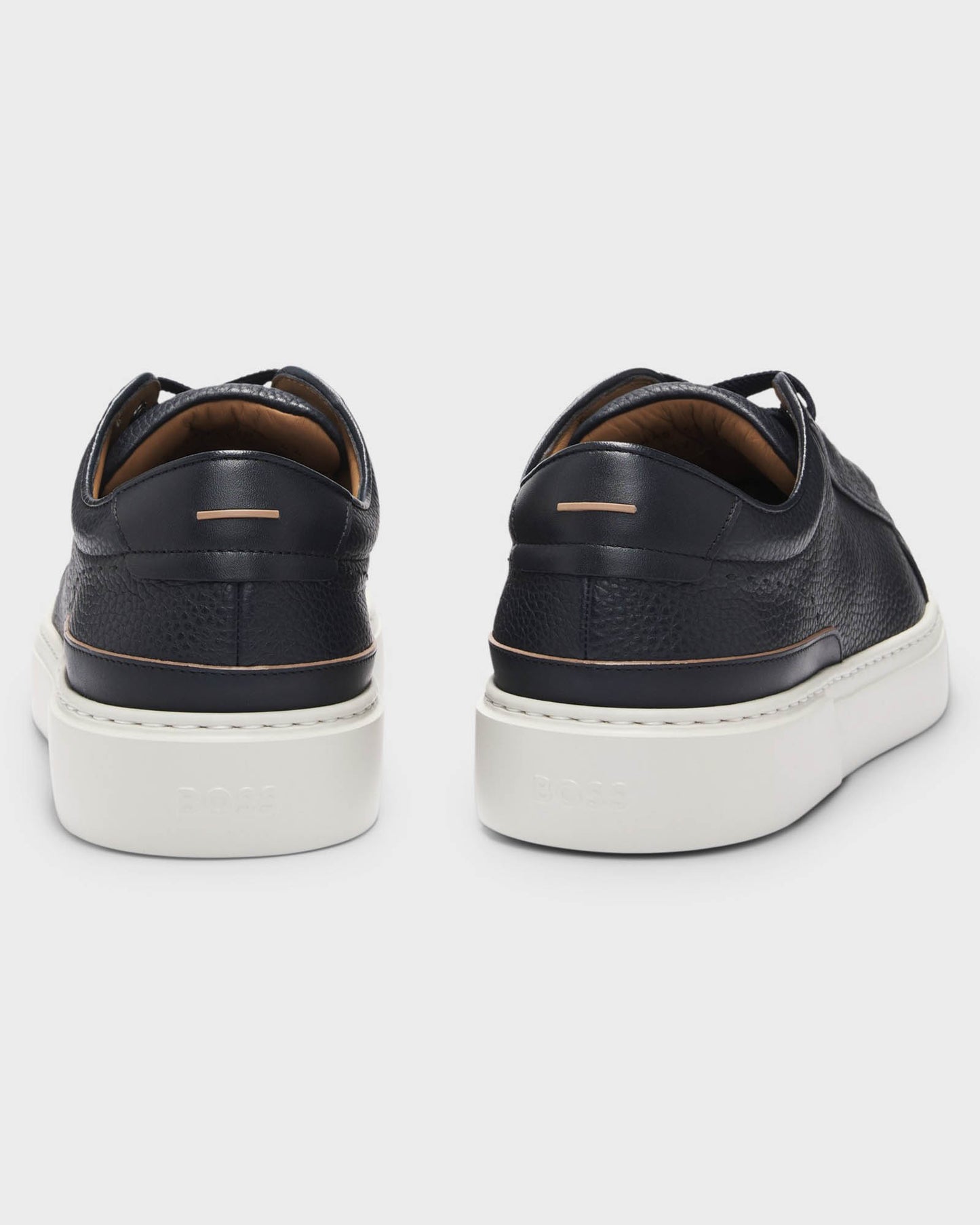 BOSS Orange Gary Mens Trainers in Grained Leather - Dark Blue 401