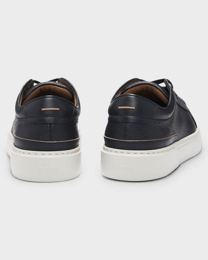 BOSS Orange Gary Mens Trainers in Grained Leather - Dark Blue 401