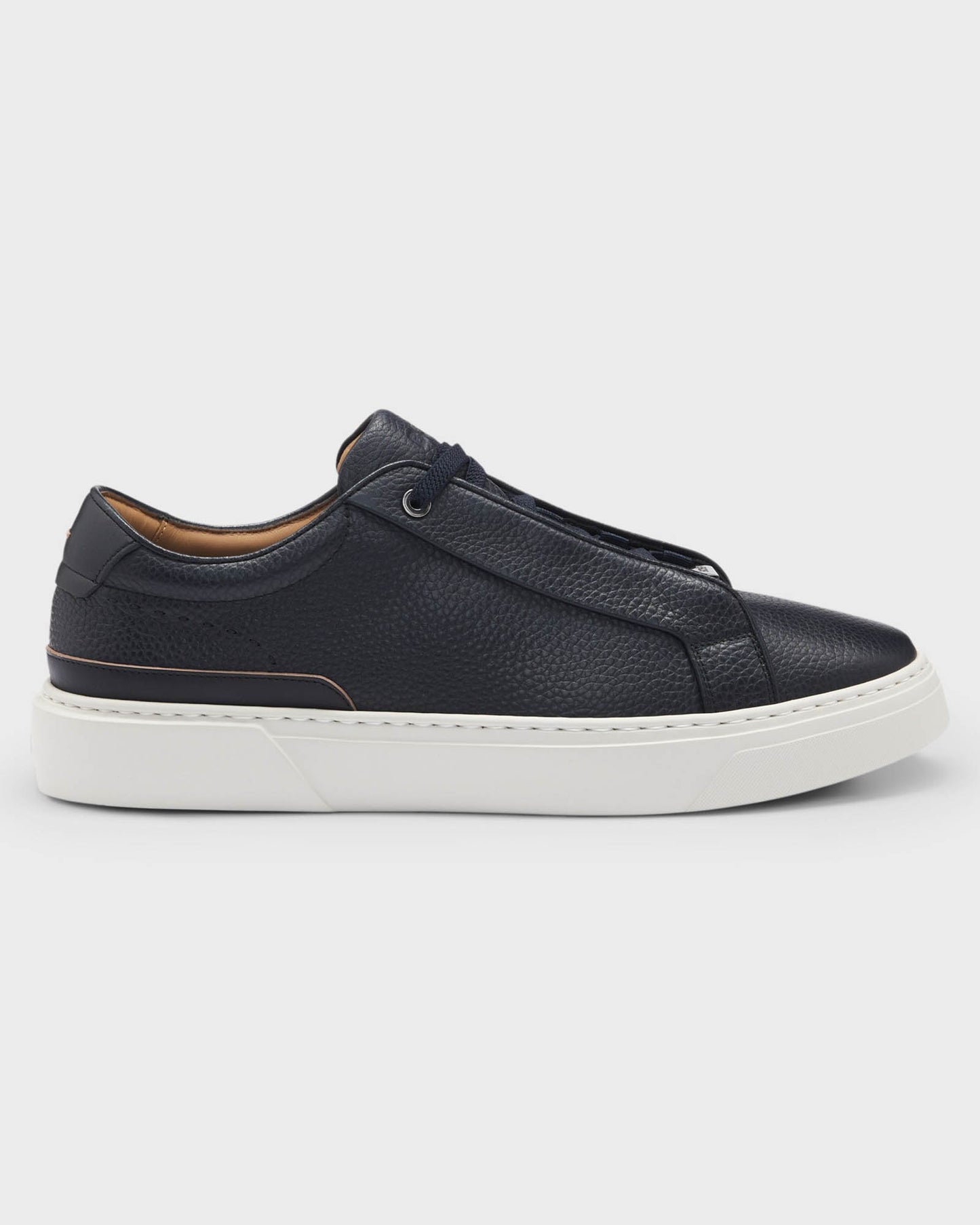 BOSS Orange Gary Mens Trainers in Grained Leather - Dark Blue 401