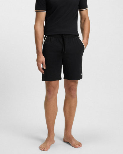 BOSS Orange Unique Mens Stretch-Cotton Pyjama Shorts with Tape Trims - Black 001