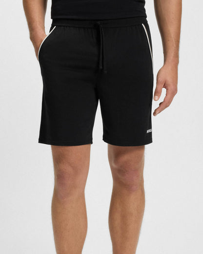 BOSS Orange Unique Mens Stretch-Cotton Pyjama Shorts with Tape Trims - Black 001
