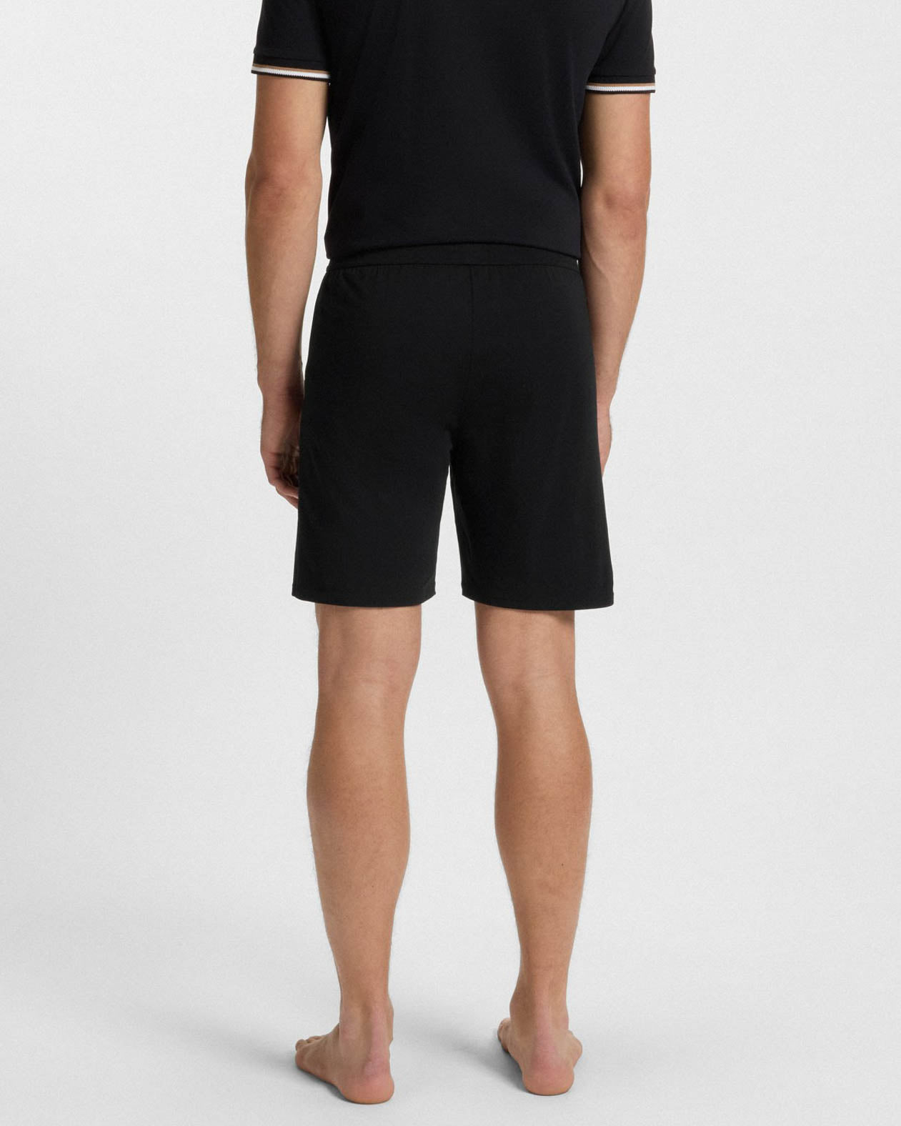 BOSS Orange Unique Mens Stretch-Cotton Pyjama Shorts with Tape Trims - Black 001