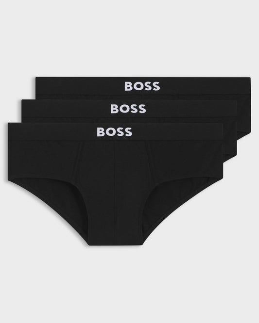BOSS Orange Three - Pack Low - Rise Briefs in Stretch Cotton - Black 001 | CHO | Designer Mens,Underwear & Socks,Underwear,Mens,Underwear & Socks